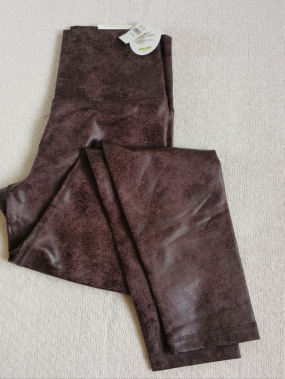 aerie ♡ offline hi-rise legging brown crackle medium short